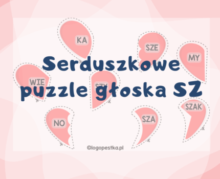 Serduszkowe puzzle głoska SZ na walentynki