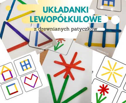 Układanki lewopółkulowe z drewnianych patyczków PDF 17 stron