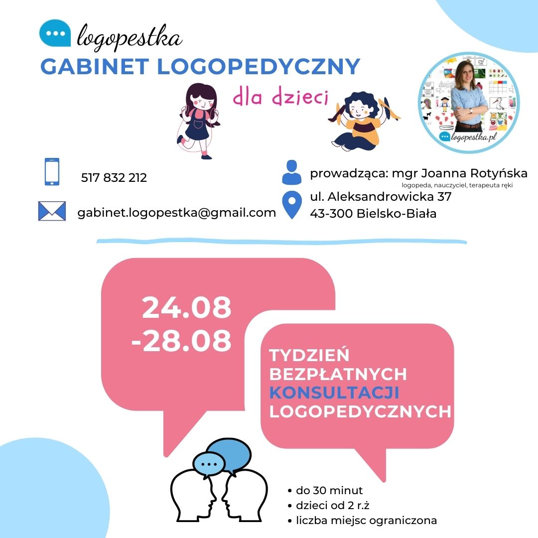 Bezpłatne konsultacje logopedyczne 24.08-28.08.2020