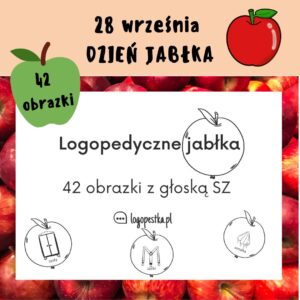 Logopedyczne jabłka z głoską SZ | 42 obrazki | nagłos, śródgłos, wygłos| logopedia