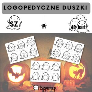 Logopedyczne DUSZKI z głoską SZ | 48 kart | nagłos, śródgłos, wygłos | logopedia