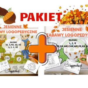 PAKIET 2w1 JESIENNE ZABAWY LOGOPEDYCZNE z głoskami R, L, J oraz z głoskami szumiącymi SZ, Ż/RZ, CZ, DŻ i syczącymi S, Z, C, DZ | LOGOPEDIA