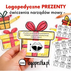 Logopedyczne PREZENTY z ćwiczeniami narządów | 18 ćwiczeń | 5 propozycji zabawy | Zima | logopedia
